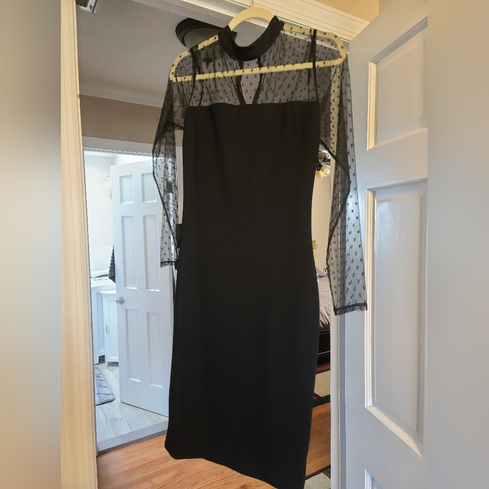 Bebe Mesh Mock Neck Dress